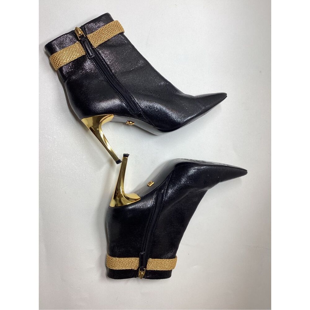 Donna‎ karan Sylvia Black & Gold stiletto  Bootie - Picture 9 of 17